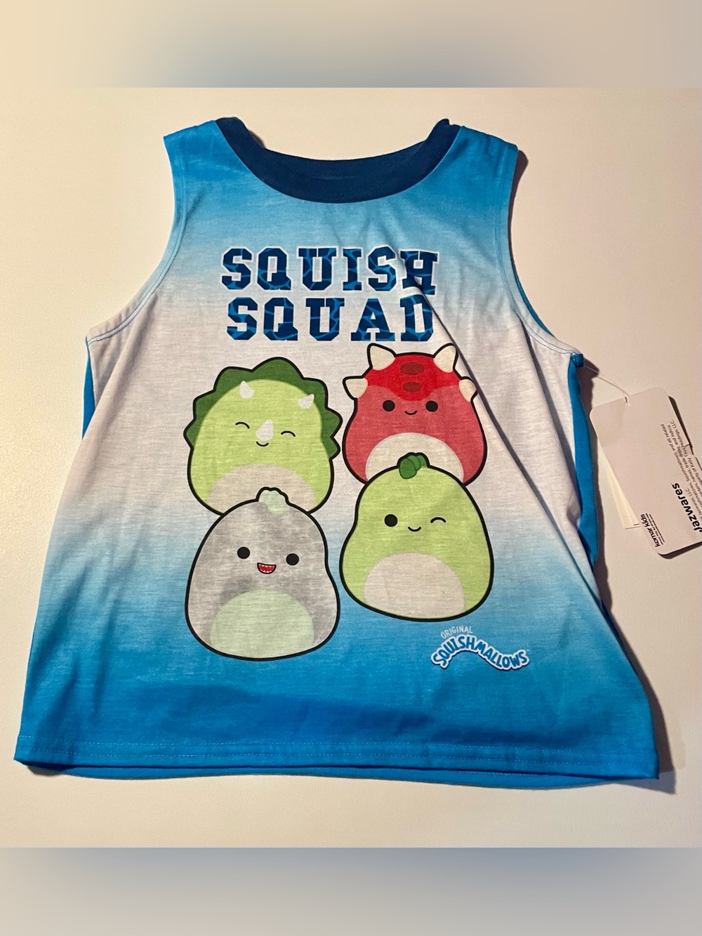 NWT Squishmallows Squish Squad Girls Blue Tank Top Shirt Size 8 TOP ONLY